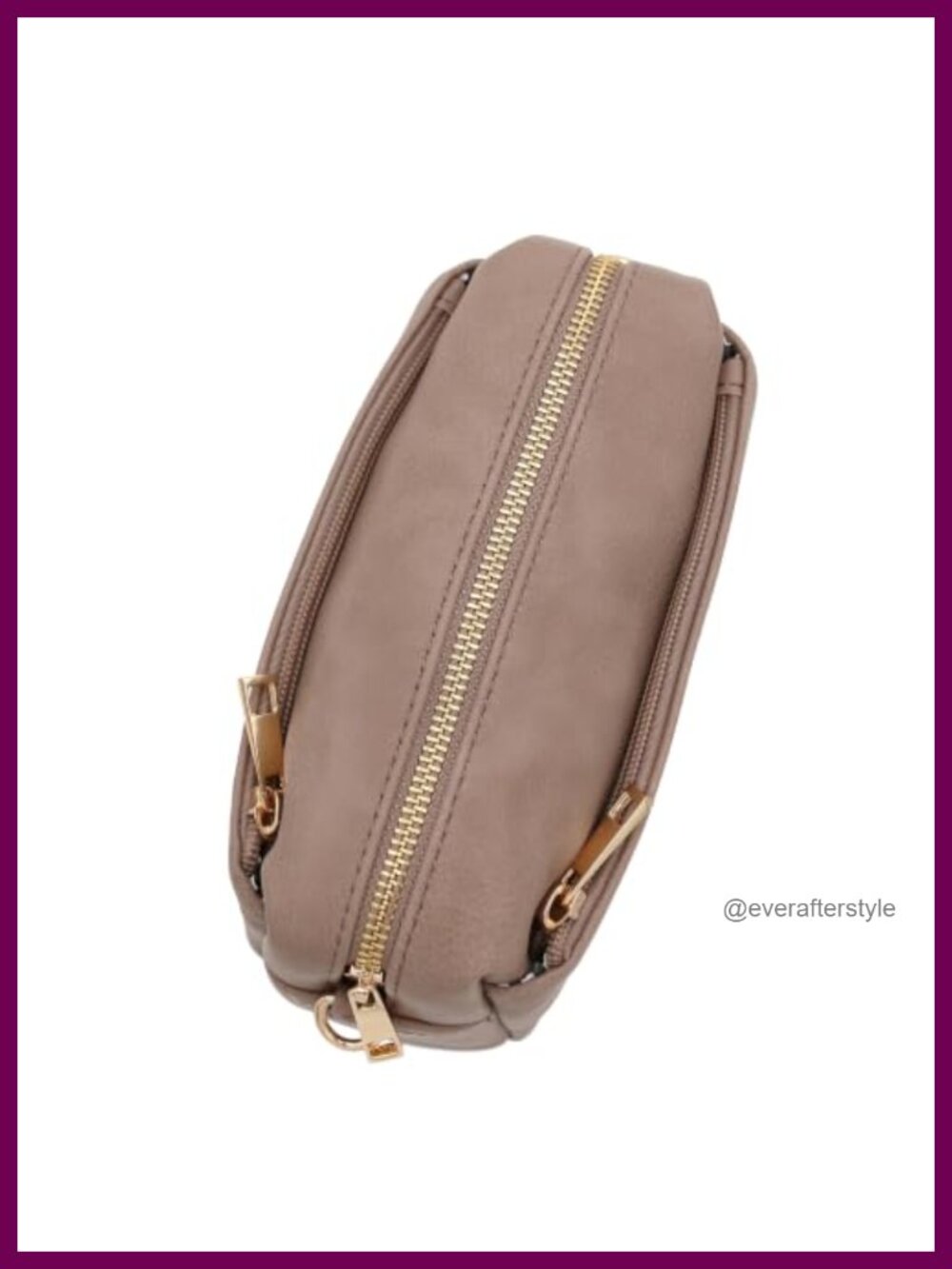 Faux Leather Triple Zip Small Crossbody Bag Adjustable Strap - Picture 5 of 6